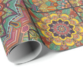 Boho Fliesen Set und nahtlos Muster. Farbpflaster Geschenkpapier (Rolleneckpunkt)