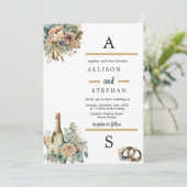 Boho Flora Wine Flasche Wasserfarbene Hochzeit Einladung (Stehend Vorderseite)
