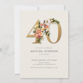 Boho Floral 40. Geburtstag Einladung (Vorderseite)