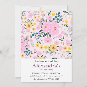 Boho Floral 71. Geburtstagseinladungen Einladung