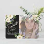 BOHO FLORAL ABSCHLUSS ANKÜNDIGUNG, PARTY EINLADEN EINLADUNG (Stehend Vorderseite)