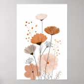 Boho Floral Abstract | Neutrales Terrakotta Botani Poster (Vorne)