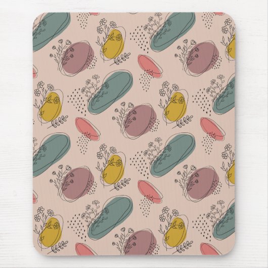 Boho Floral Abstrakt Mousepad (Vorne)