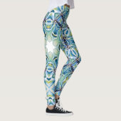 Boho Floral Abstrakt Pattern Artistic Blue Gren Leggings (Rechts)