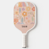 Boho Floral Abstrakt Personalisiert Dusty Pink Pickleball Schläger (Rückseite)