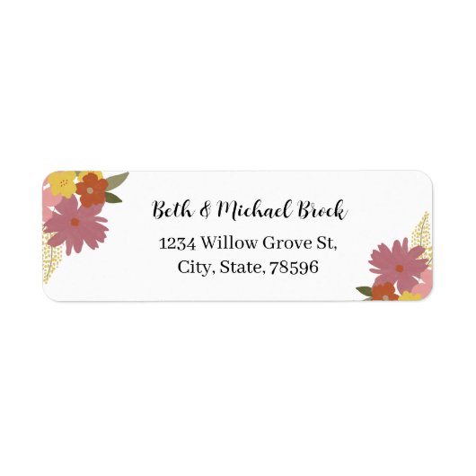 Boho Floral Address Label (Vorne)