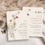 Boho Floral All-in-One Hochzeitseinladungen Einladung<br><div class="desc">Diese stilvolle und elegante Hochzeitseinladung mit wunderschönen handbemalten Aquarellfarben-Wildblumen,  die als hübscher Kranz mit Hochzeitsdetails auf der Rückseite angeordnet sind. Finden Sie koordinierende Produkte in der Tan Boho Wildblume Wedding Collection.</div>