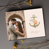 Boho Floral Anchor Wedding Foto Vielen Dank Postkarte