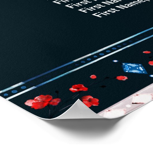 Boho Floral and Feathers 16-Table Seating Chart Poster (Ecke)