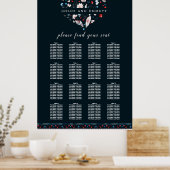 Boho Floral and Feathers 16-Table Seating Chart Poster (Küche)