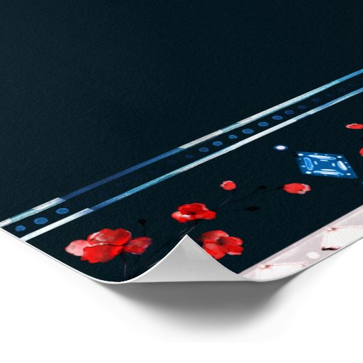 Boho Floral and Feathers 17-Tisch Seating Chart Poster (Ecke)