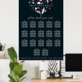 Boho Floral and Feathers 17-Tisch Seating Chart Poster (Heimbüro)