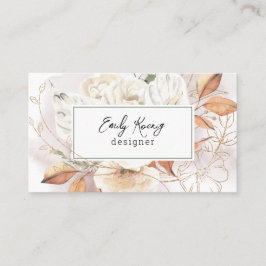 Boho Floral and Gold Tracery Business Card Visitenkarte