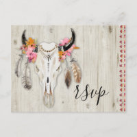 Boho Floral Antler Skull Rustic Wood UAWG Wedding
