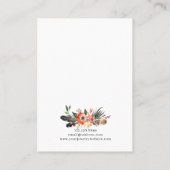 Boho Floral Antlers Necklace Pendant Display Card Visitenkarte (Rückseite)