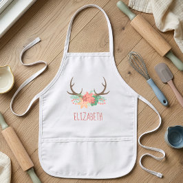 Boho Floral Antlers Niedlich Personalisiert Kinderschürze