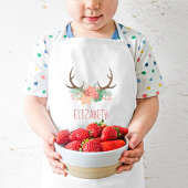 Boho Floral Antlers Niedlich Personalisiert Kinderschürze