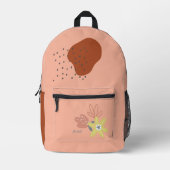 Boho Floral Apricot Individuelle Name Bedruckter Rucksack (Vorderseite)