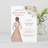 Boho Floral Aquarell Mädchen in Kleidung Quinceañe Einladung (Stehend Vorderseite)