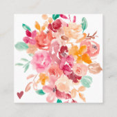 Boho floral Aquarell Ordnung danke Quadratische Visitenkarte (Rückseite)
