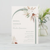 Boho Floral Arch Bridal Dusche Einladung (Stehend Vorderseite)