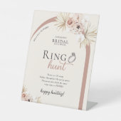 Boho Floral Arch Bridal Shower Ring Hunt Game Sockelschild (Vorderseite)