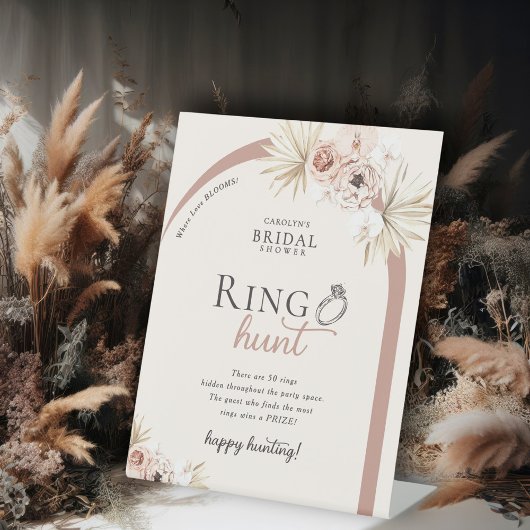 Boho Floral Arch Bridal Shower Ring Hunt Game Sockelschild