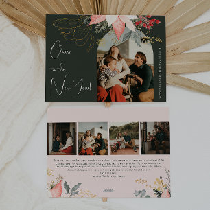 Boho Floral Arch feiert das 5. Foto des Neujahrs Feiertagskarte