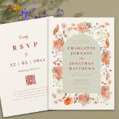 Boho Floral Arch Hochzeit im Herbst Einladung