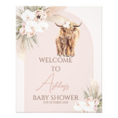Boho Floral Arch Kuh Calf Baby Dusche Begrüßungsze Fotodruck (Vorne)
