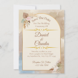 Boho Floral Arch Save the Date - Elegante Hochzeit Einladung