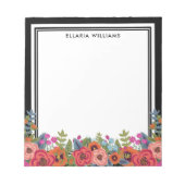 Boho Floral Arrangement - Schwarz & Weiß - Name Notizblock (Vorderseite)
