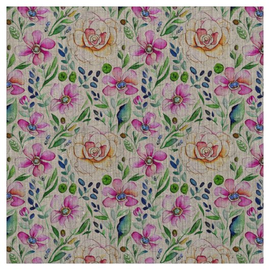 Boho Floral Art Nouveau Vintag Elegante Stoff (Muster)