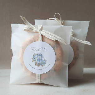 Boho Floral Baby Boy Dusche Danke Runder Aufkleber