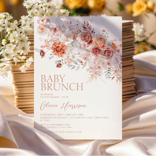 Boho Floral Baby Brunch Einladung