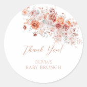 Boho Floral Baby Brunch Runder Aufkleber (Vorderseite)