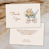 Boho Floral Baby Carriage Baby Shooter Dankeskarte