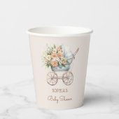 Boho Floral Baby Carriage Baby Shooter Pappbecher (Rückseite)