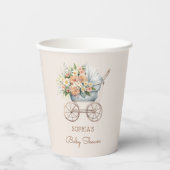 Boho Floral Baby Carriage Baby Shooter Pappbecher (Vorderseite)