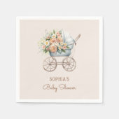 Boho Floral Baby Carriage Baby Shooter Serviette (Vorderseite)