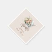 Boho Floral Baby Carriage Baby Shooter Serviette (Ecke)