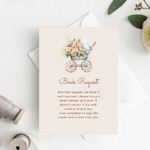 Boho Floral Baby Carriage Book Request Begleitkarte