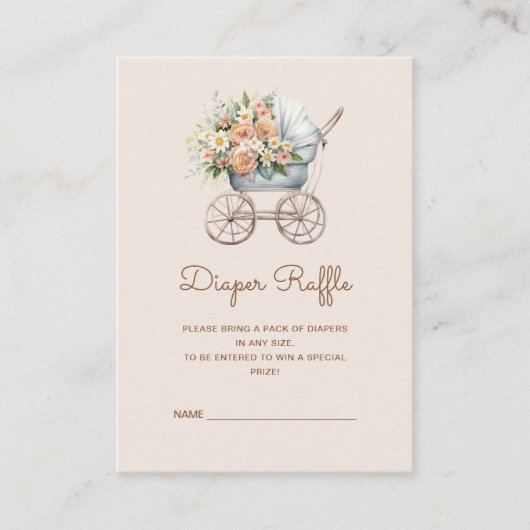 Boho Floral Baby Carriage Diaper Begleitkarte (Vorderseite)