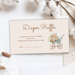 Boho Floral Baby Carriage Diaper Begleitkarte