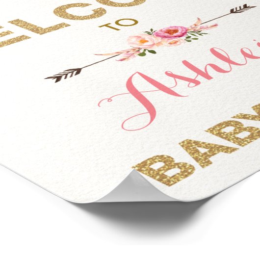 Boho Floral Baby Dusche Blush Dreamcatcher Willkom Poster (Ecke)