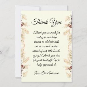 Boho Floral Baby Dusche Danke Karte