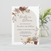 Boho Floral Baby in Bloom Baby Dusche Einladung (Stehend Vorderseite)
