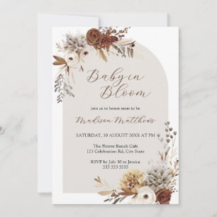Boho Floral Baby in Bloom Baby Dusche Einladung