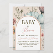 Boho Floral Baby in Bloom Baby Dusche Einladung (Vorderseite)