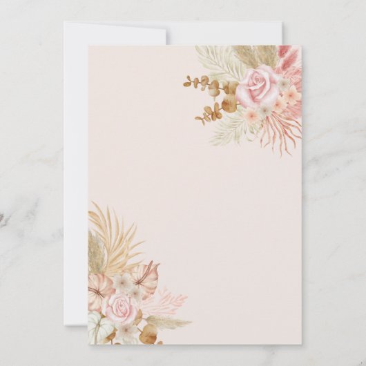 Boho Floral Baby in Bloom Baby Dusche Einladung (Rückseite)